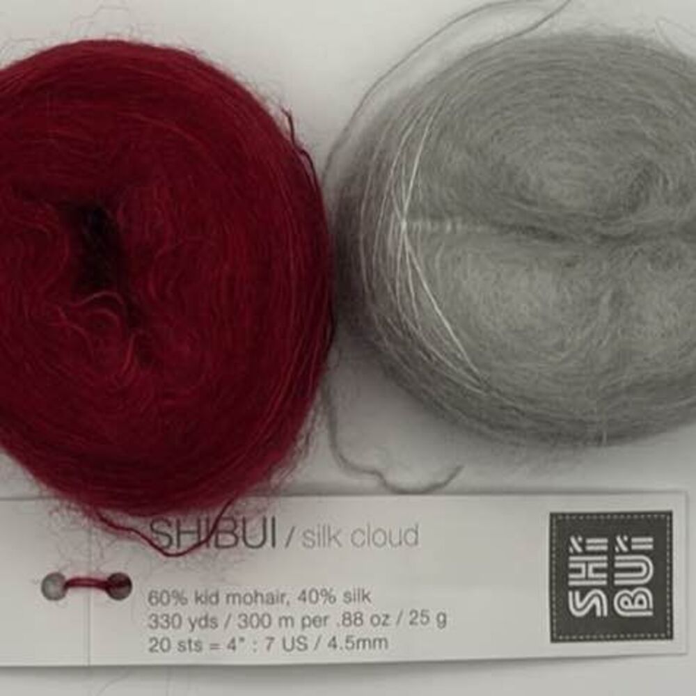 Shibui Silk Cloud Yarn in Cranberry and Ash - #354